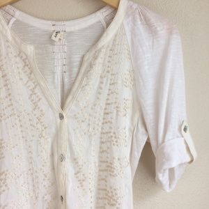 Anthropologie TINY embroidered white tee XS
